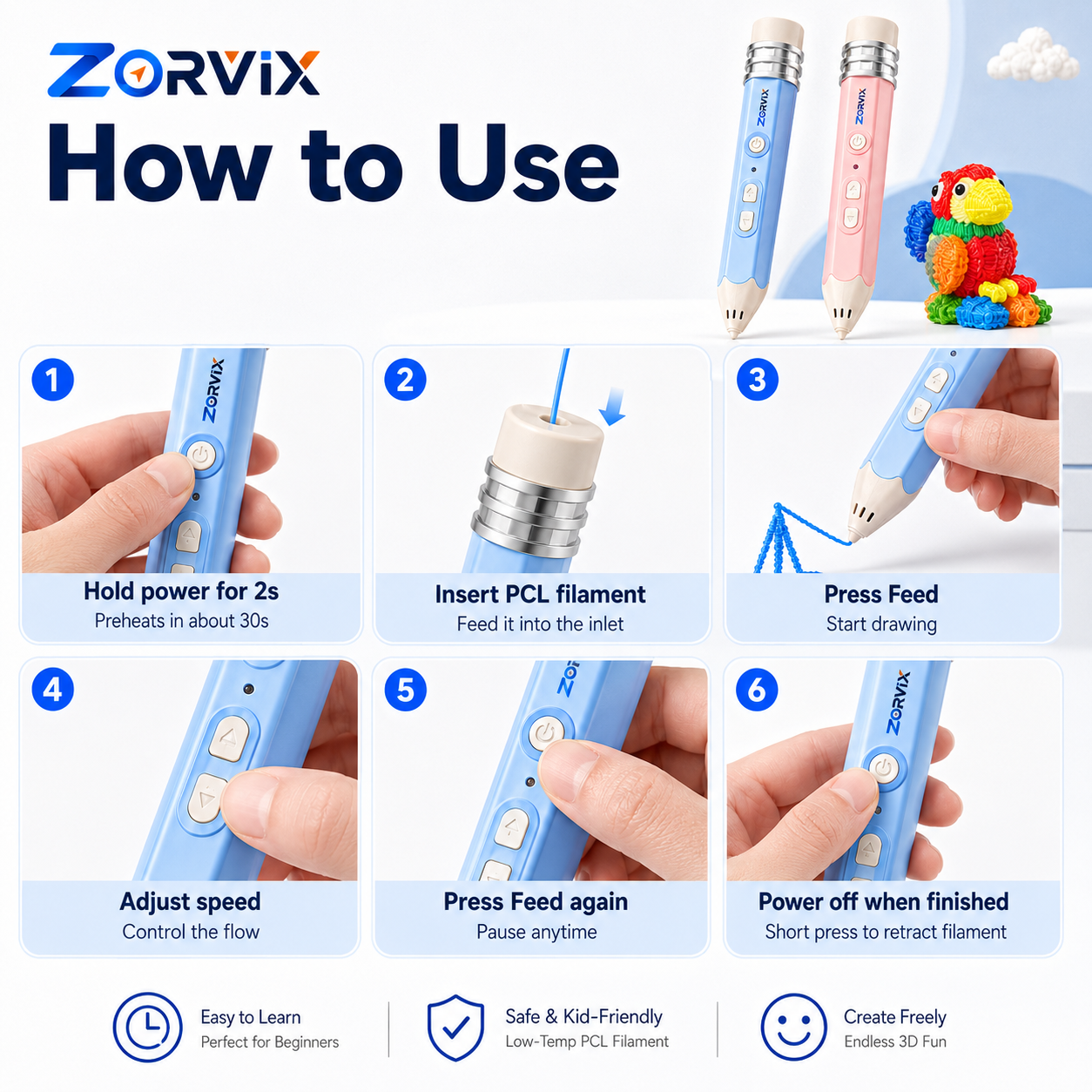 ZORVIX SparkPen™ | 3D Printing Pen for Kids